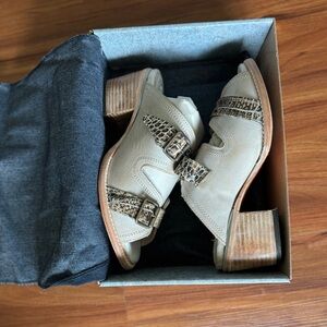 NWOT Freebird by Steven Caprice Leather Mule Sandal Wedges Cutout Boots Size 9